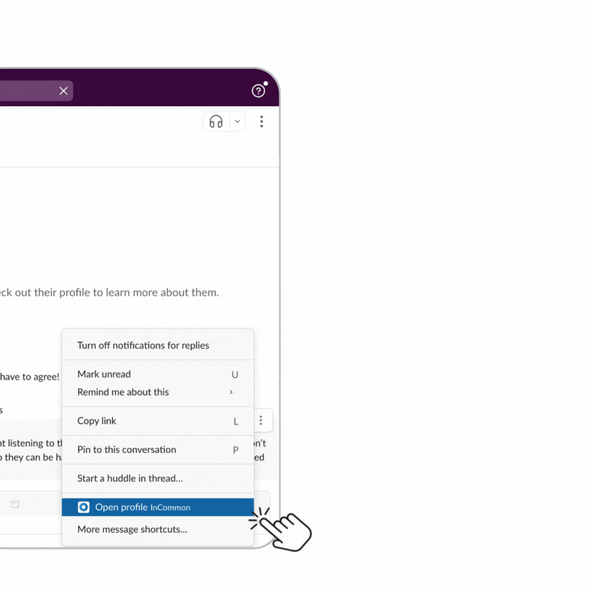 Animation showing someone's InCommon profile from within Slack