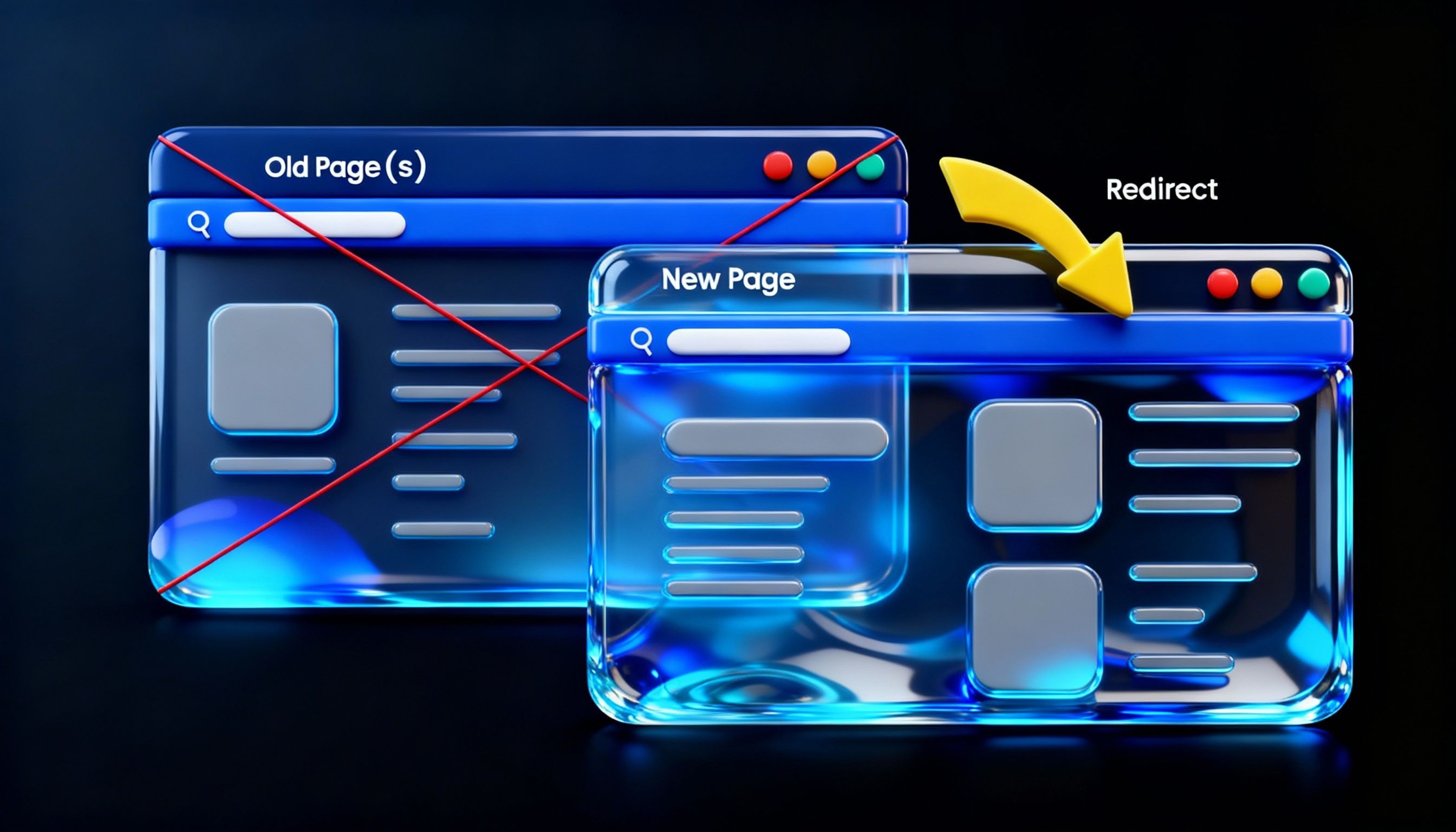 Webpage 301 redirect old pages to new pages