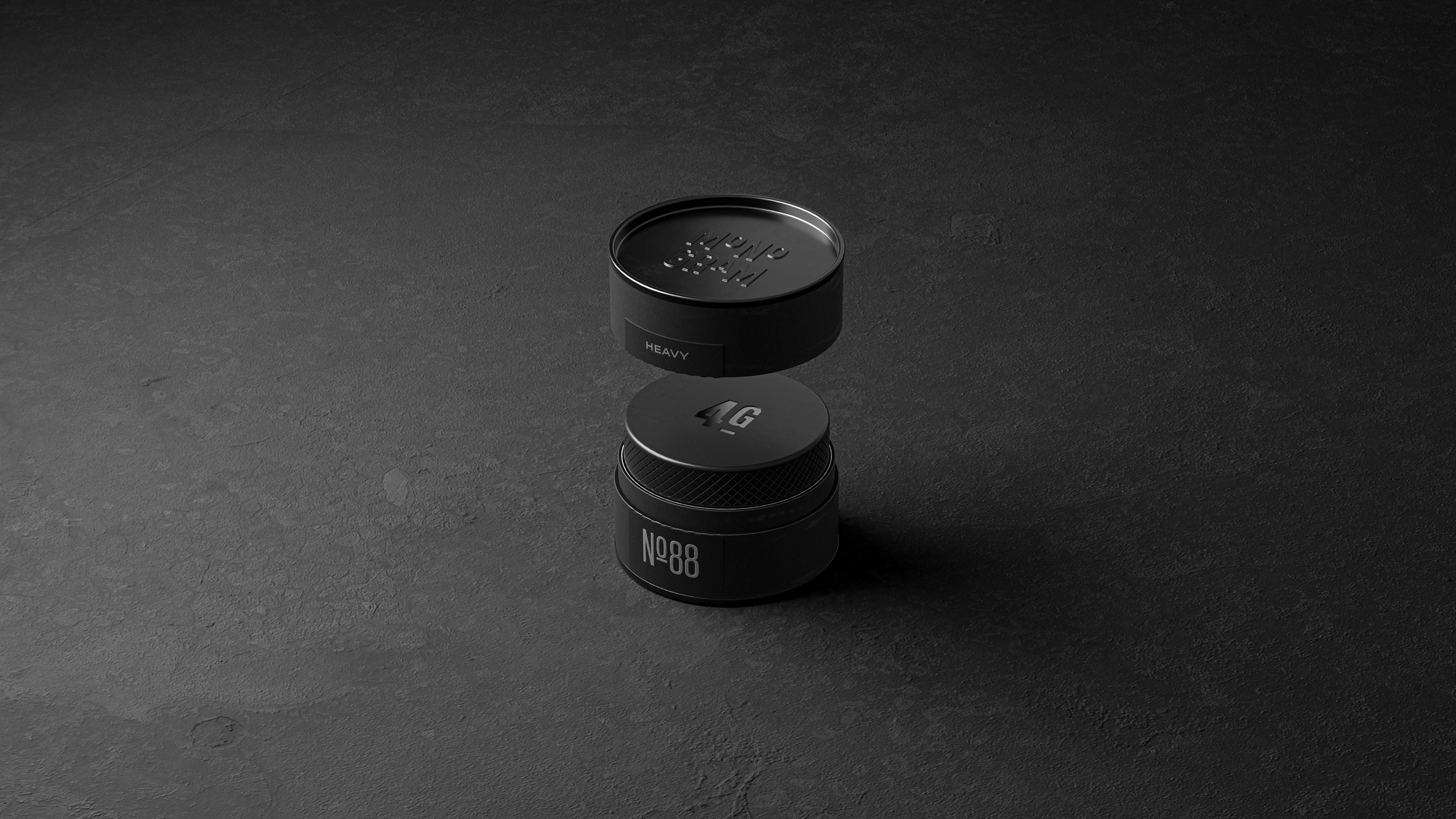 3D render showing a Monogram 4G product with the lid lifted and floating above the packaging