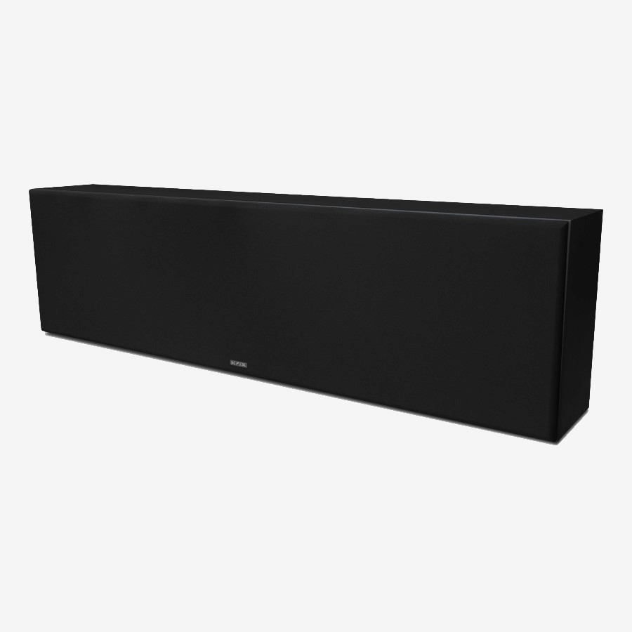 Black soundbar with logo detail