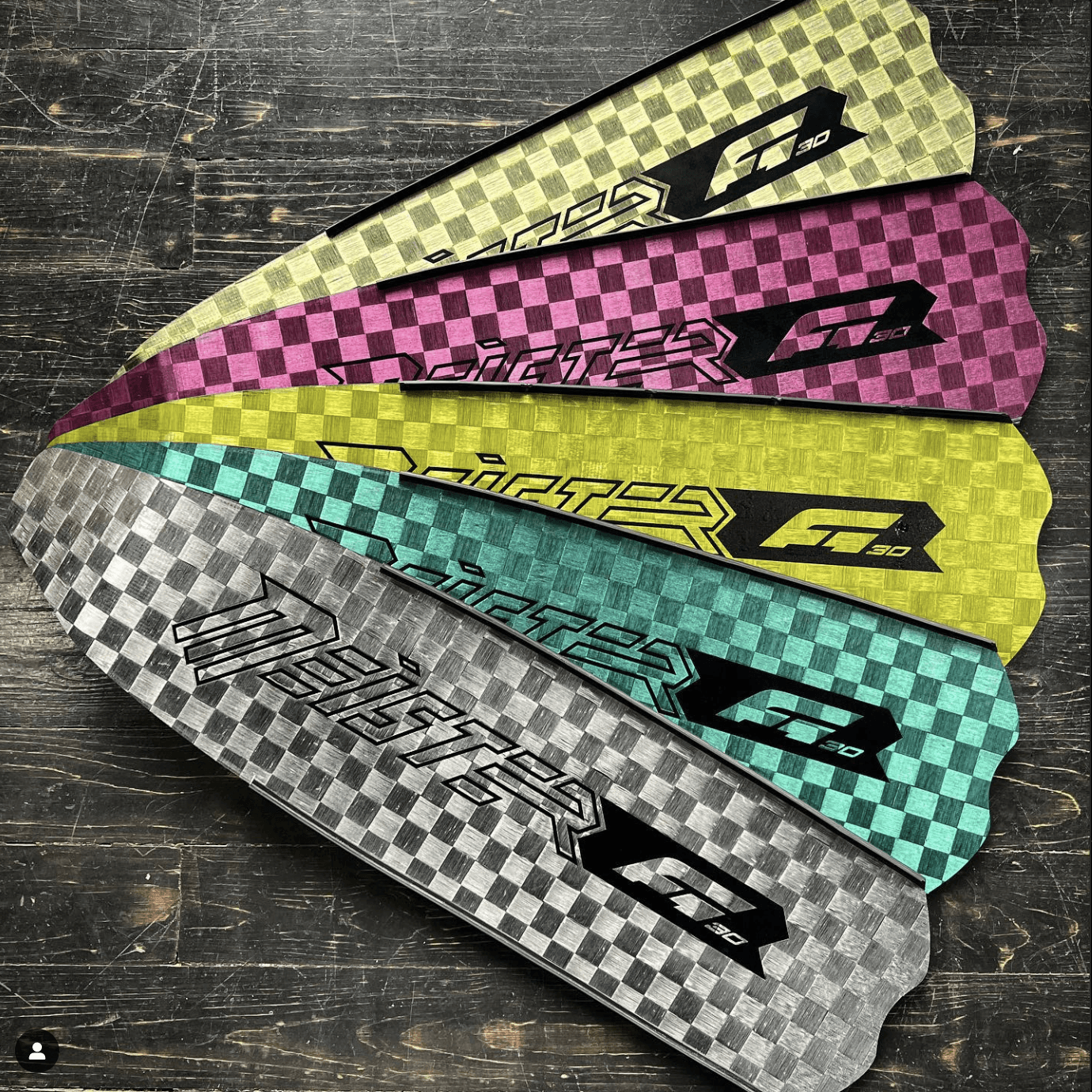 colorful meister fins on floor