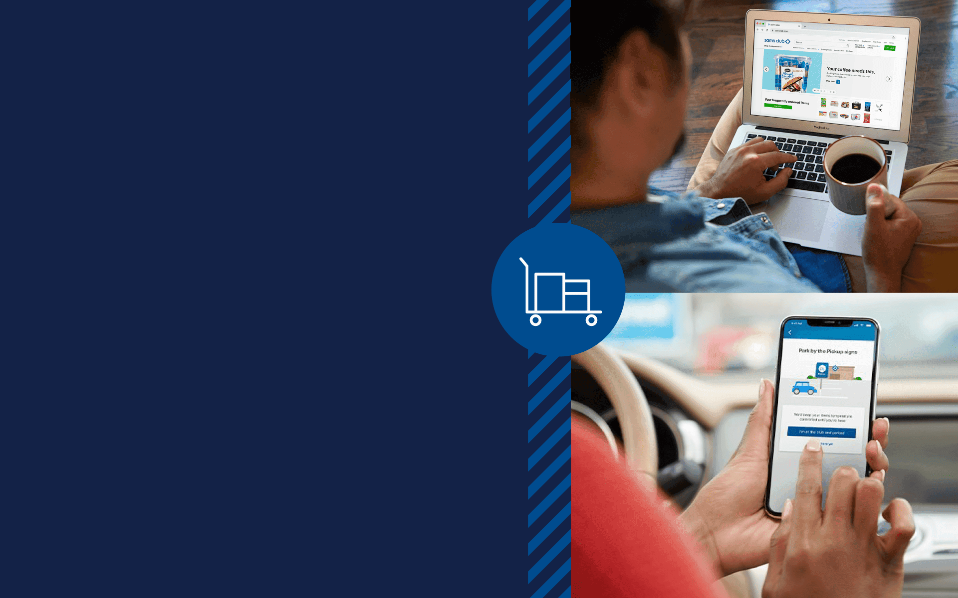 Imagen de un trabajador de Sam's Club que presta el servicio de Curbside Pickup poniendo las compras en el auto de su cliente