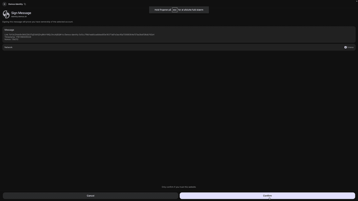 Wallet signature request