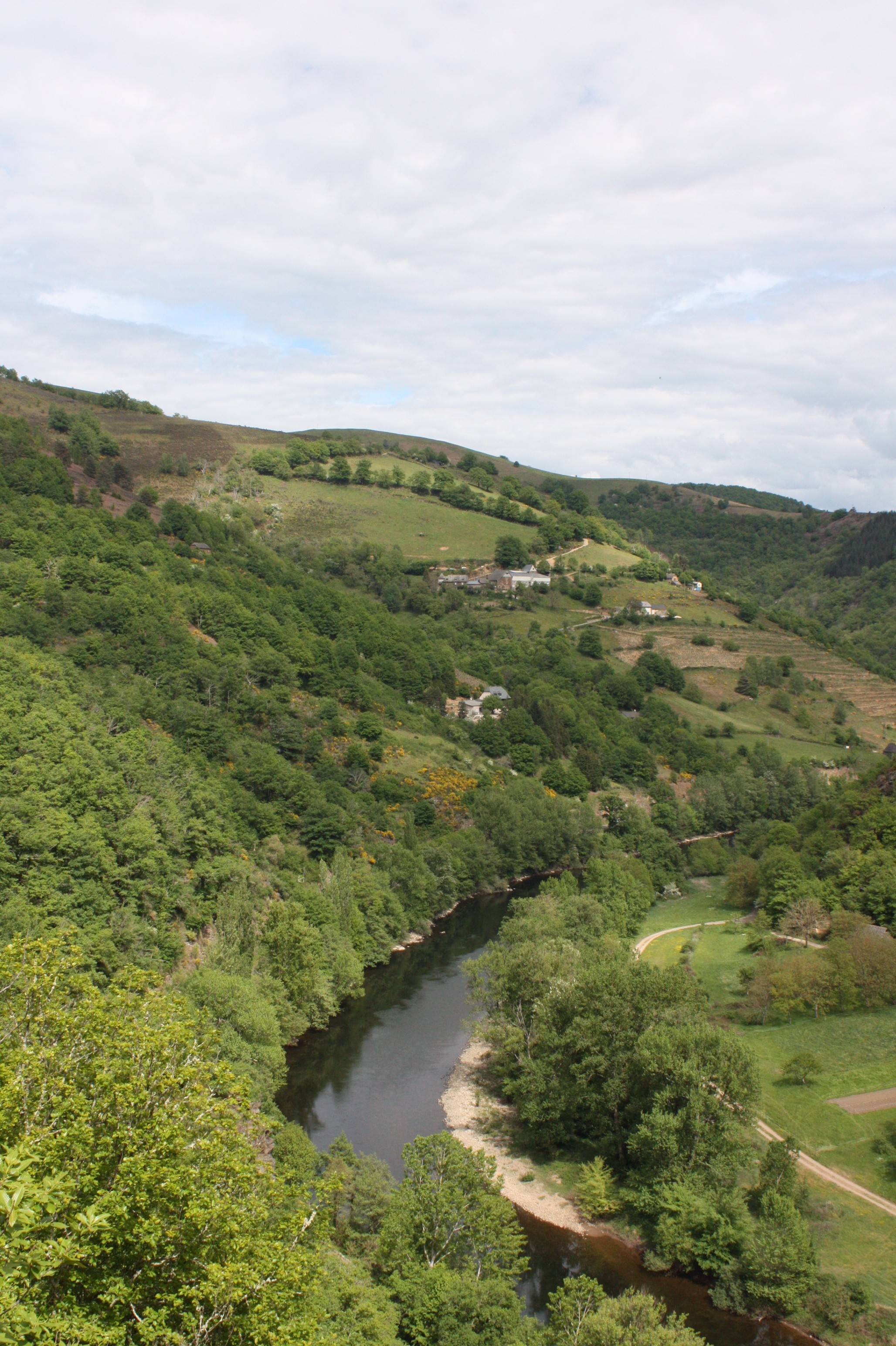 A farm located in in the moutains, with sheep herd
