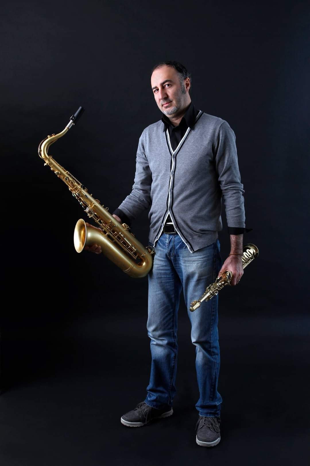 Music producer sitting in his studio