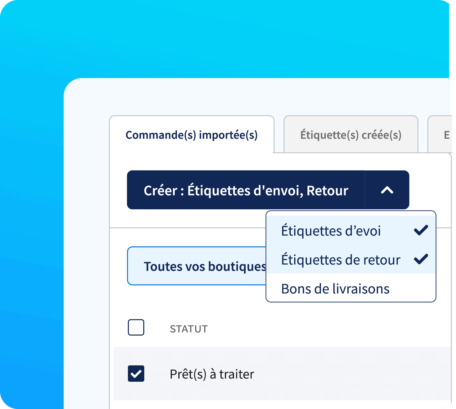Order management - étiquettes pré-imprimées