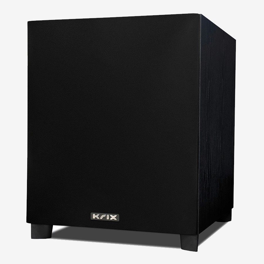 Black Krix subwoofer with logo