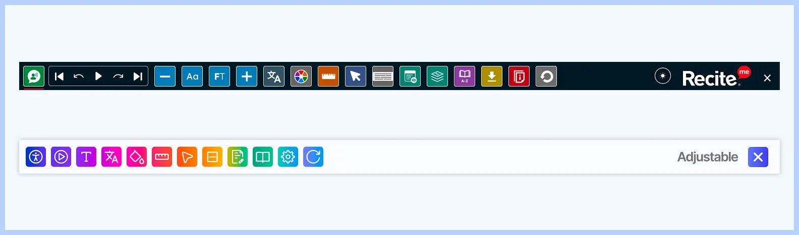 Toolbar comparison - Recite Me vs Adjustable