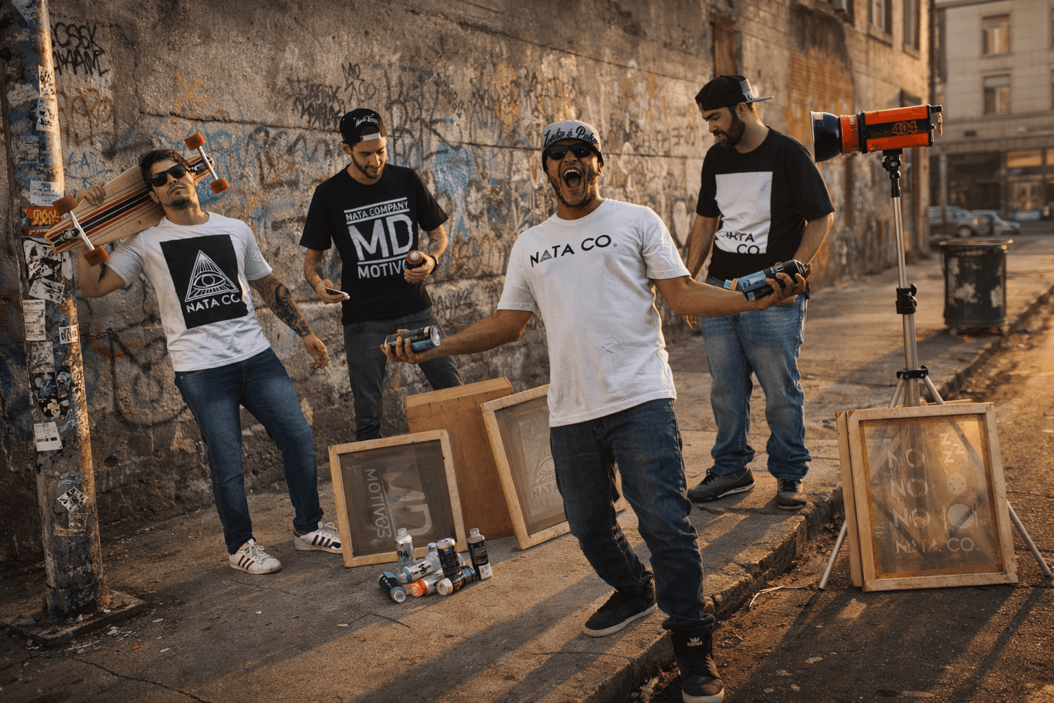 Athletic man in a sleeveless black outfit posing confidently outdoors under a bright blue sky, with a close-up of navy and salmon-colored men’s running shoes in the foreground.