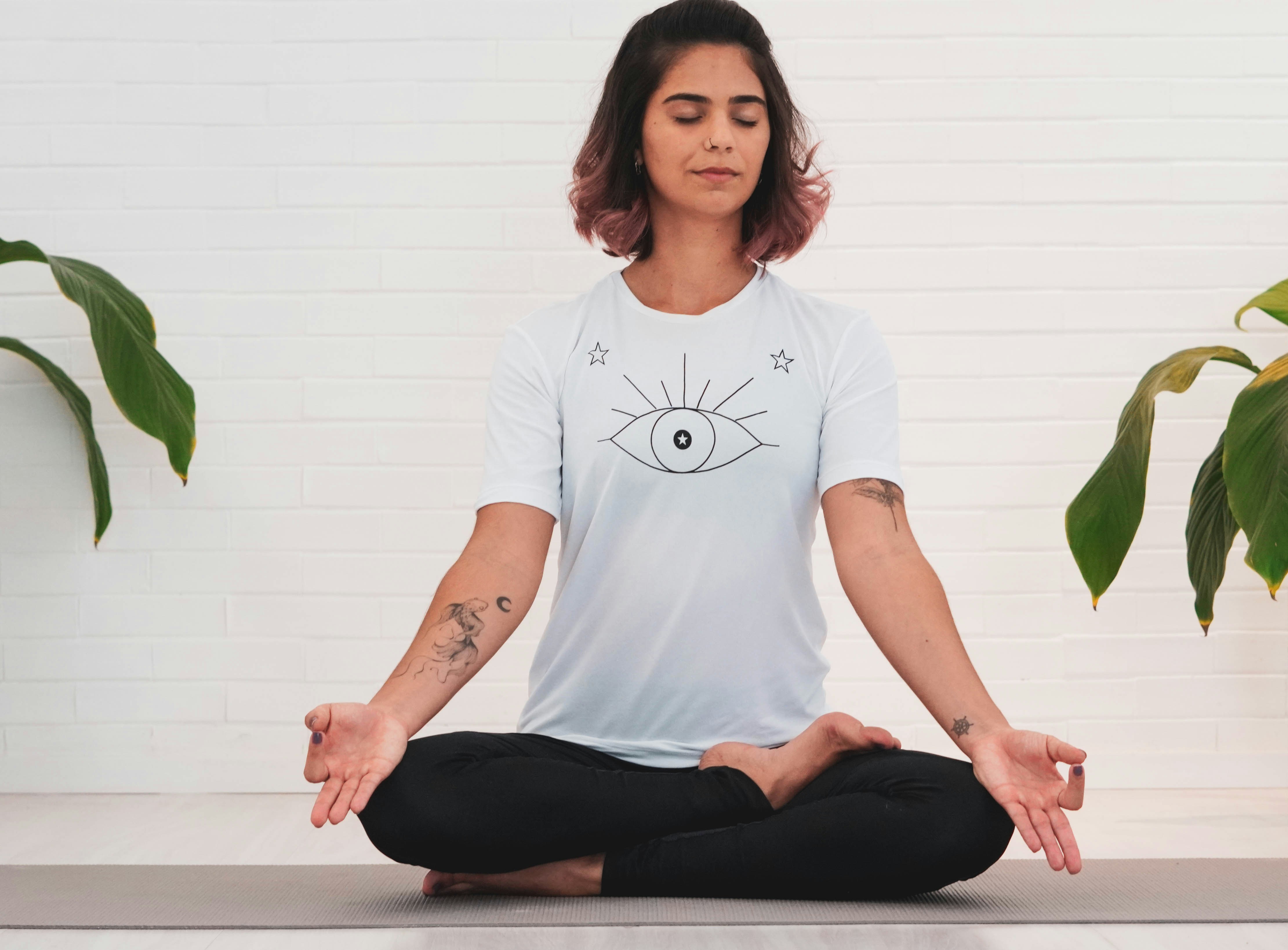 A woman meditating