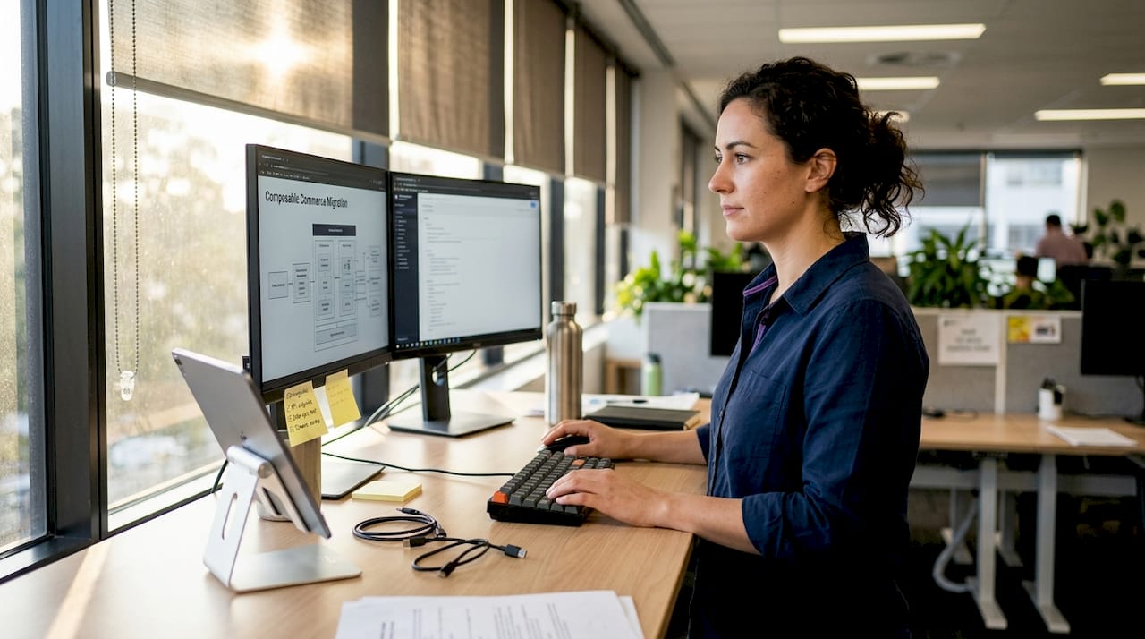 Developer reviewing composable architecture migration