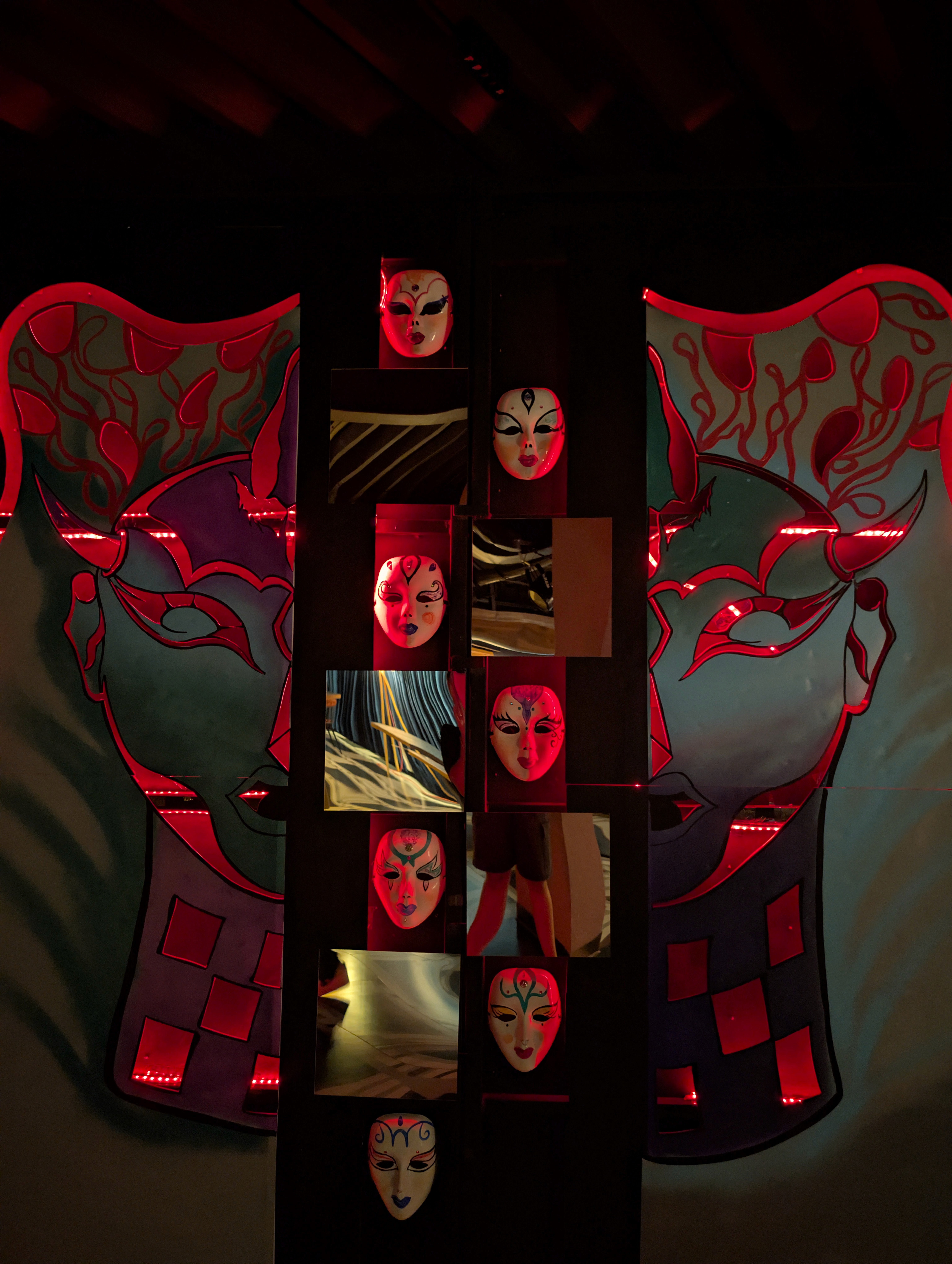 a freak opera custom art display or spatial design, light illuminating from the back