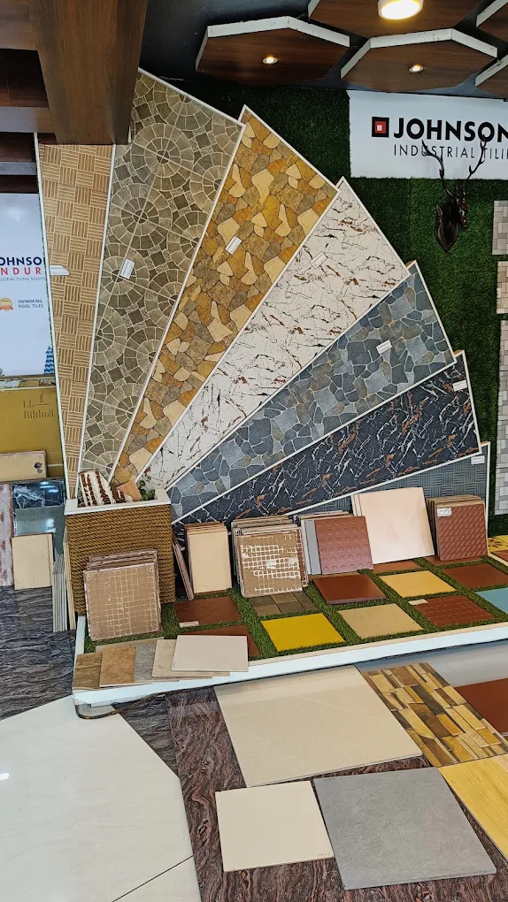 Outdoor and industrial tile samples displayed at Udaipur Tiles