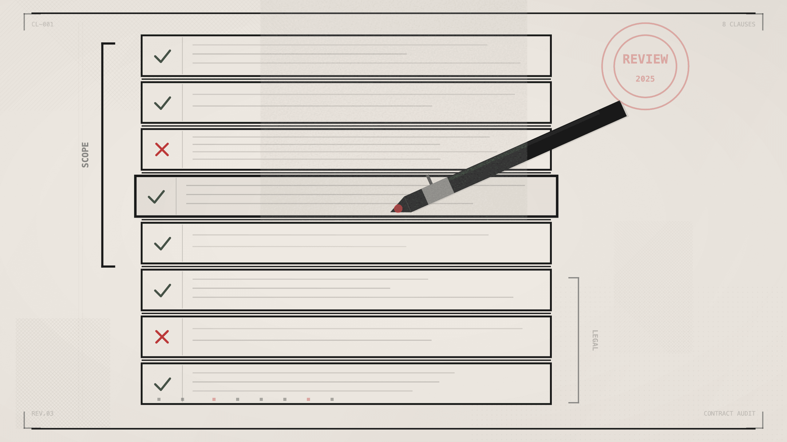 Video production contract clause checklist brutalist graphic — Raised Media Co.