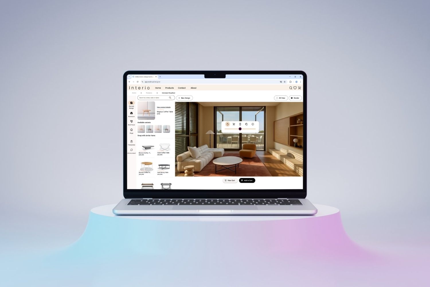 mockup of Imersian Visualiser for Retailers