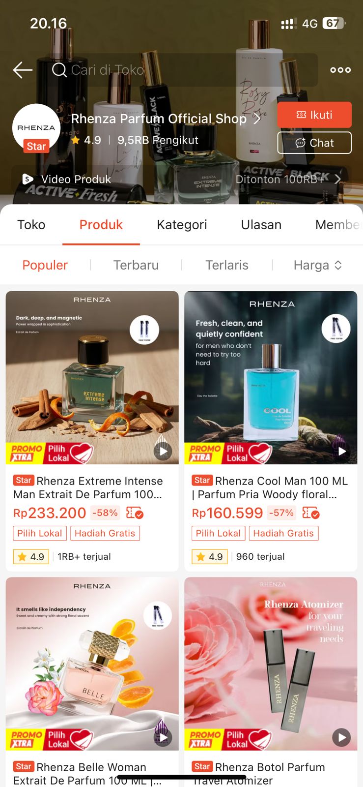 Screenshot produk Rhenza