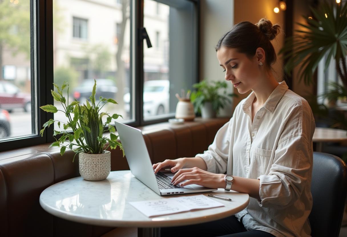 Woman Working At coffee Shop