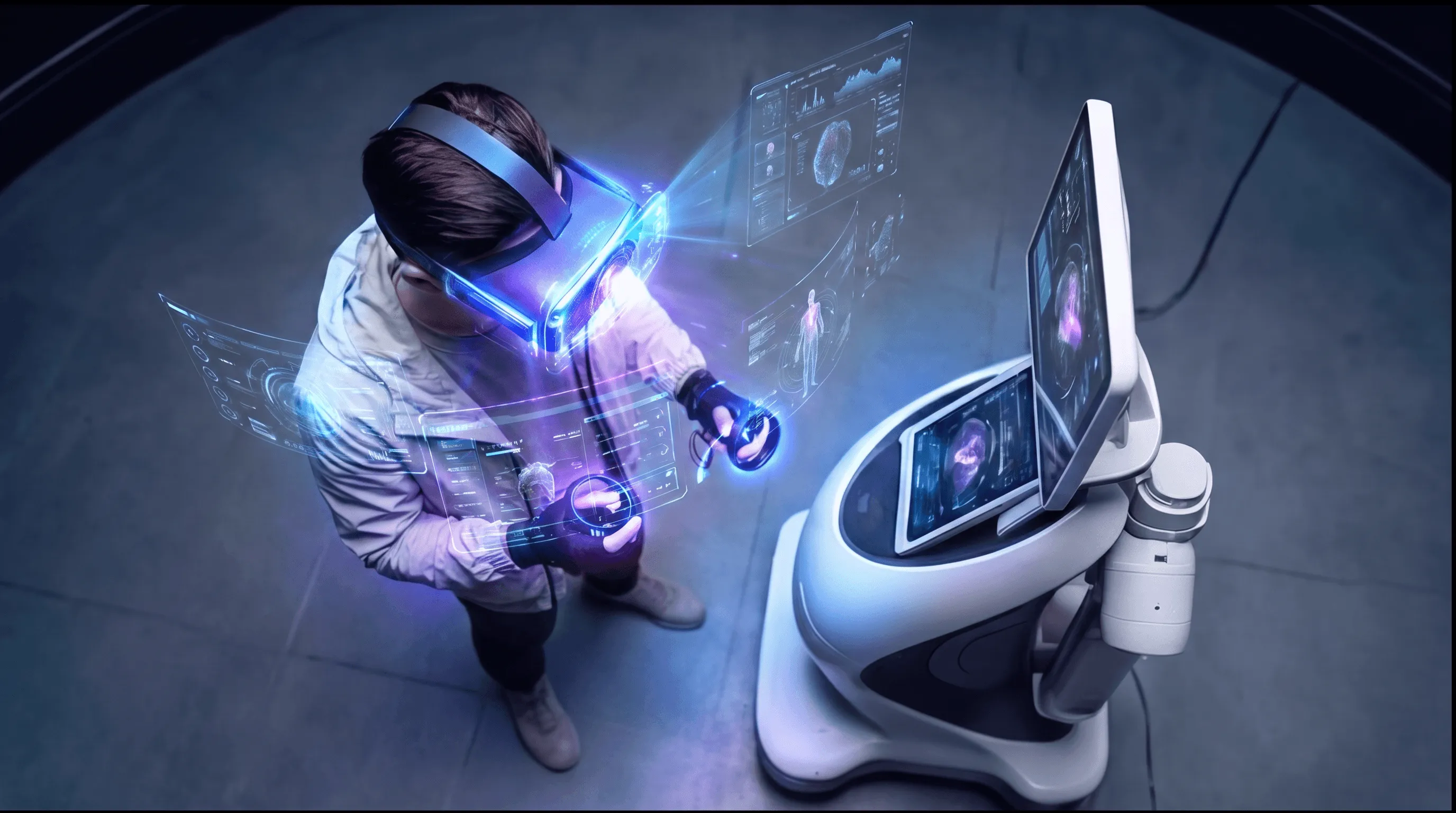 Trainee experiencing the Medyra ProScan digital twin in immersive VR clinical training