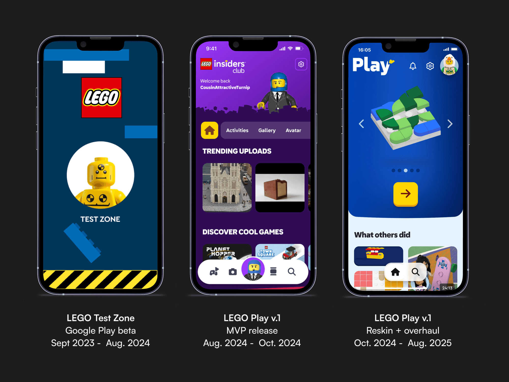 LEGO Play screens of early builds and betas