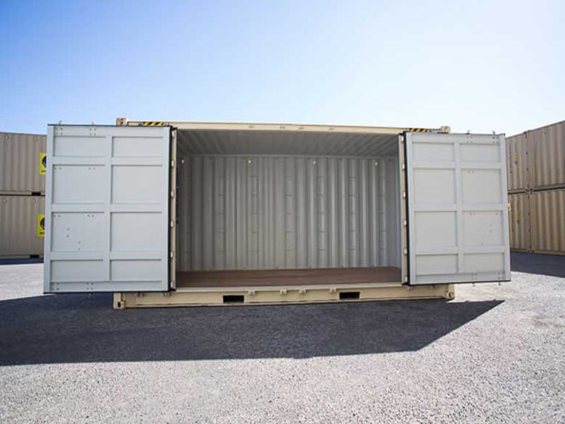 20' New Open Side container with middle side doors open