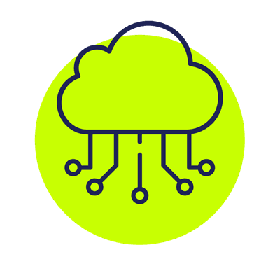 Icon of a cloud with circuit wires coming from the bottom