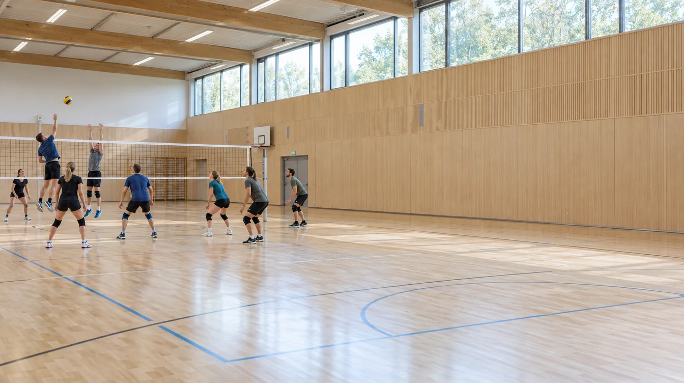 Freizeitsport in einer hellen Sporthalle