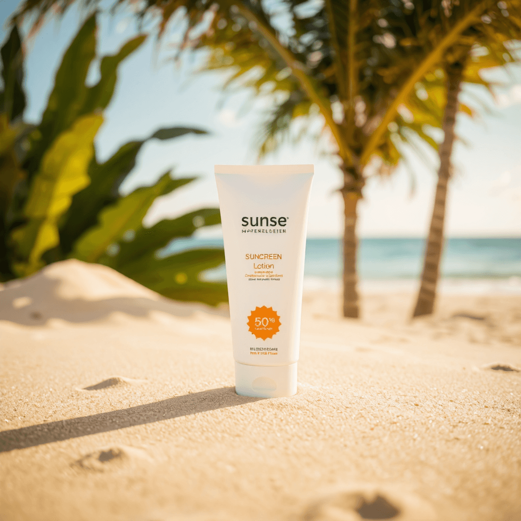 product photography of Sunscreen Lotion