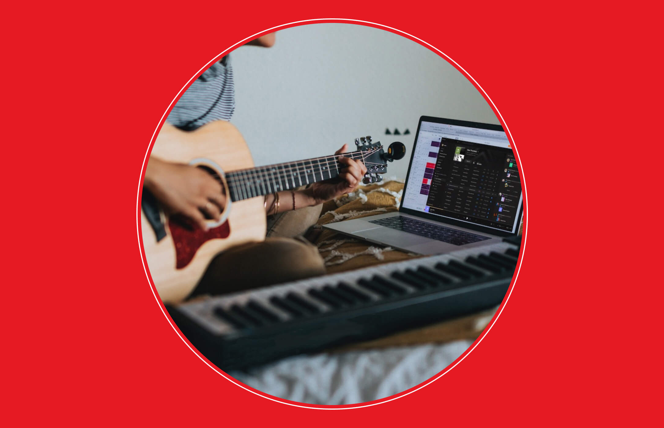 Artist playing a guitar