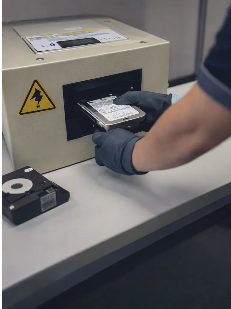 Secure and certified data destruction with hard drive degaussing for complete data erasure