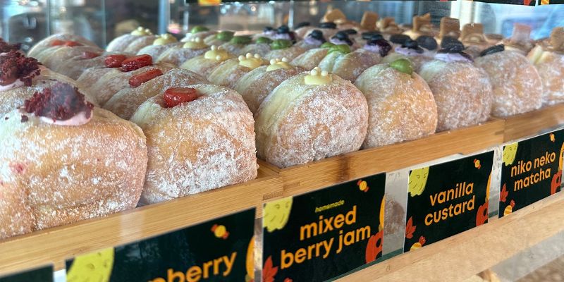 A display of Sugar And I's bombolonis in their Subang Jaya store.