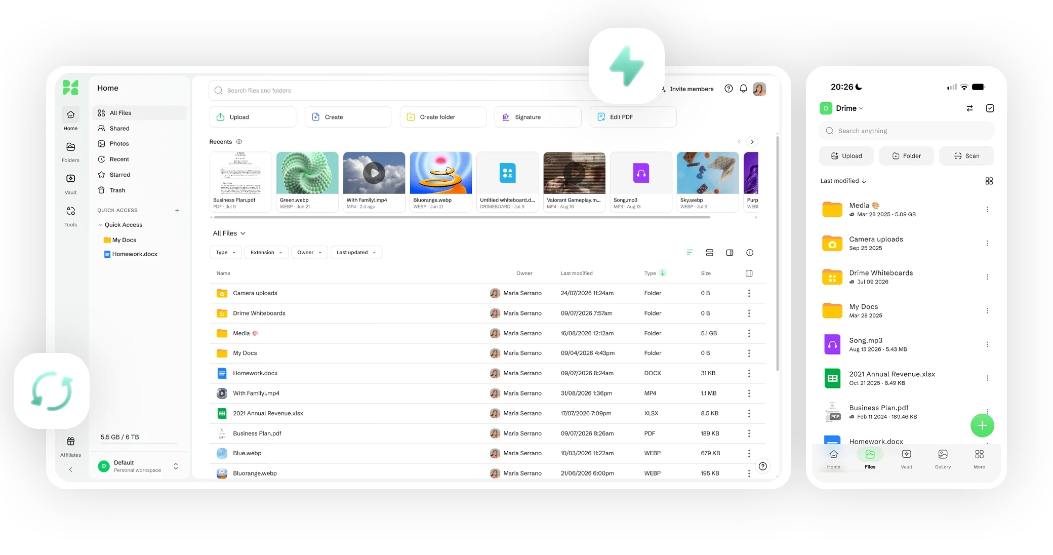 Drime Send & Track analytics interface