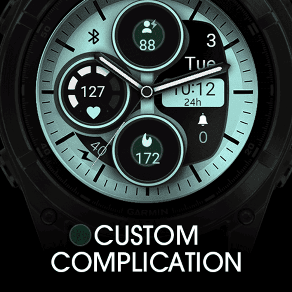 Garmin Watch displaying an analog watch face
