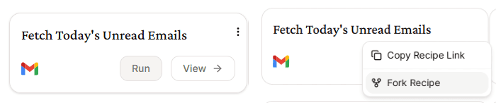 tasks with each recipe