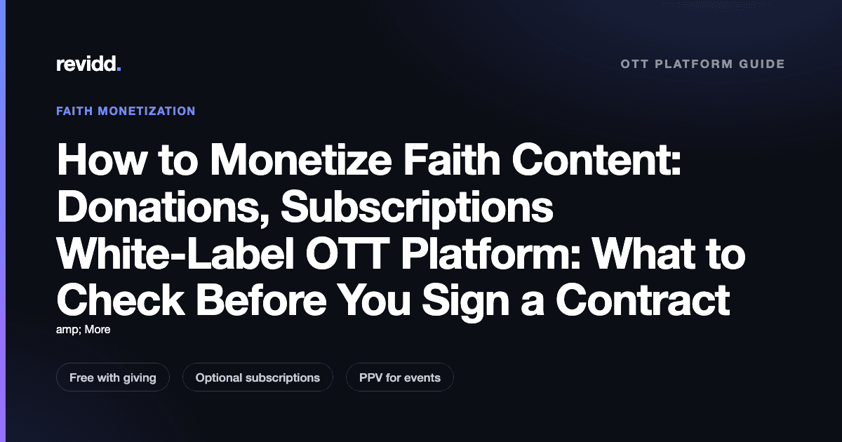 Revidd guide cover: How to monetize faith content with donations, subscriptions, and pay-per-view