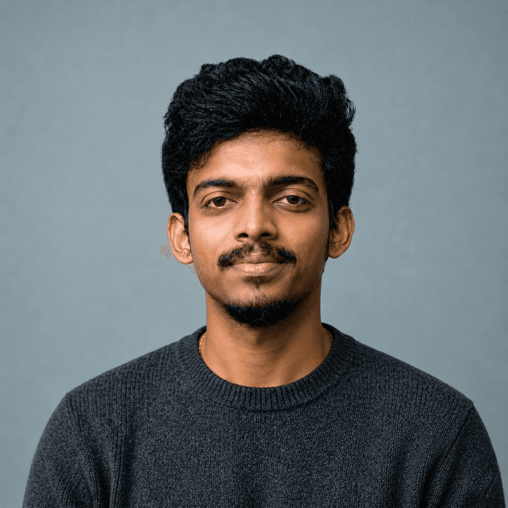 A portrait of a young man smiling