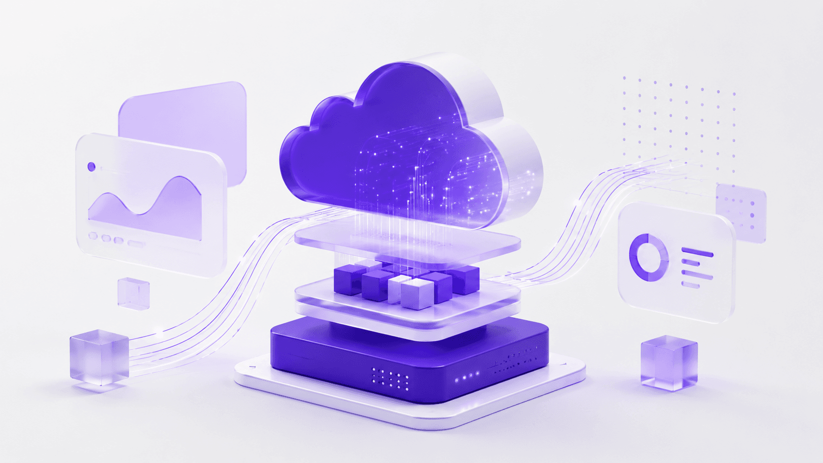 Cloud GPU server streaming rendered data out to a browser window and analytics panels, illustrating pixel streaming for medical simulation