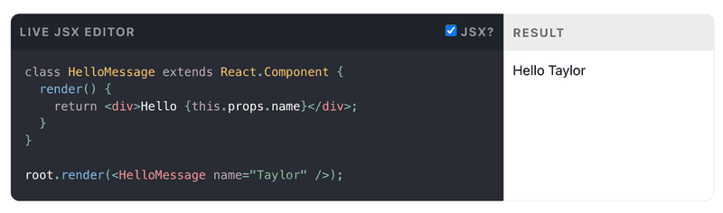 A JSX code snippet.