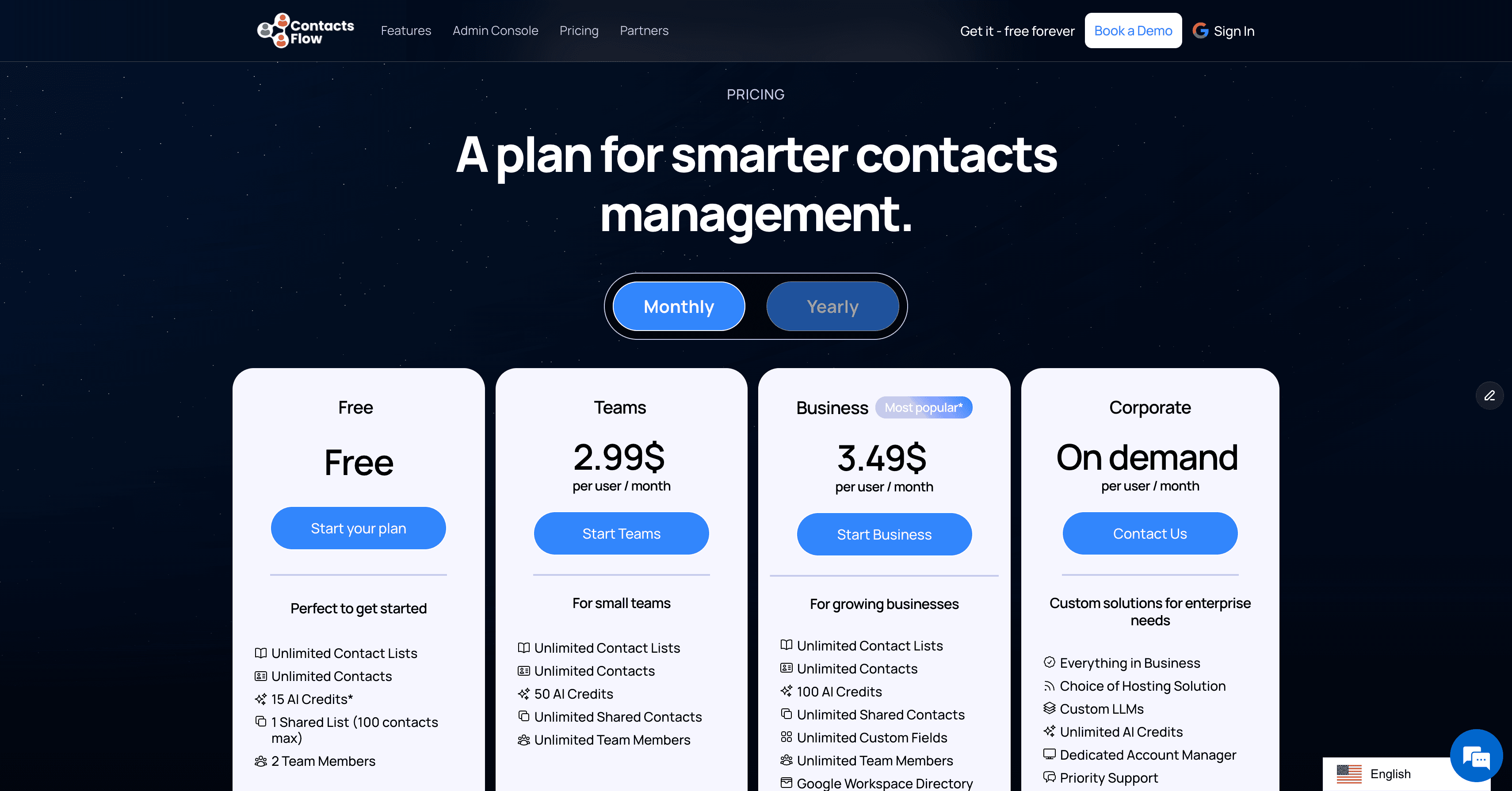 Contacts flow Ai pricing