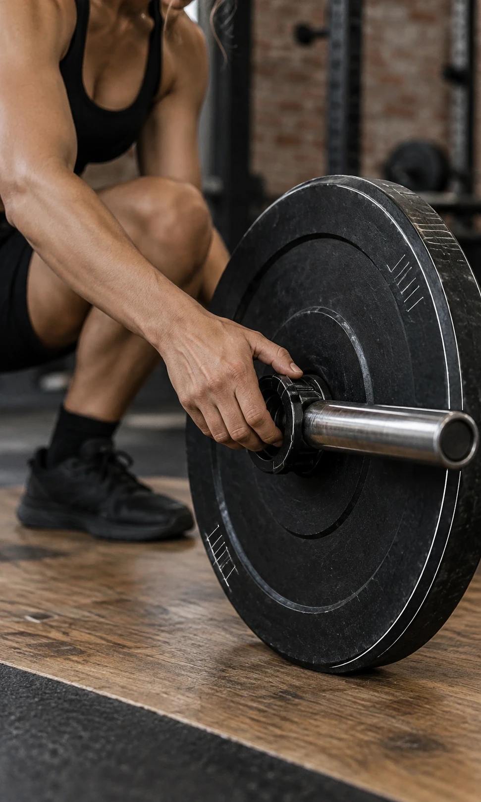 Securing a weight plate on a barbell
