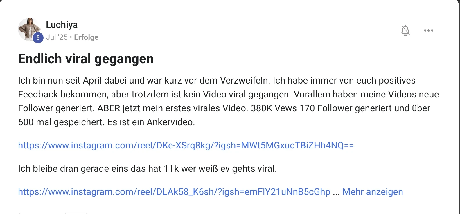 Erfahrungsbericht KI Creator Akademie: Fashion-Creatorin Luchiya mit erstem viralen Video über 380.000 Views