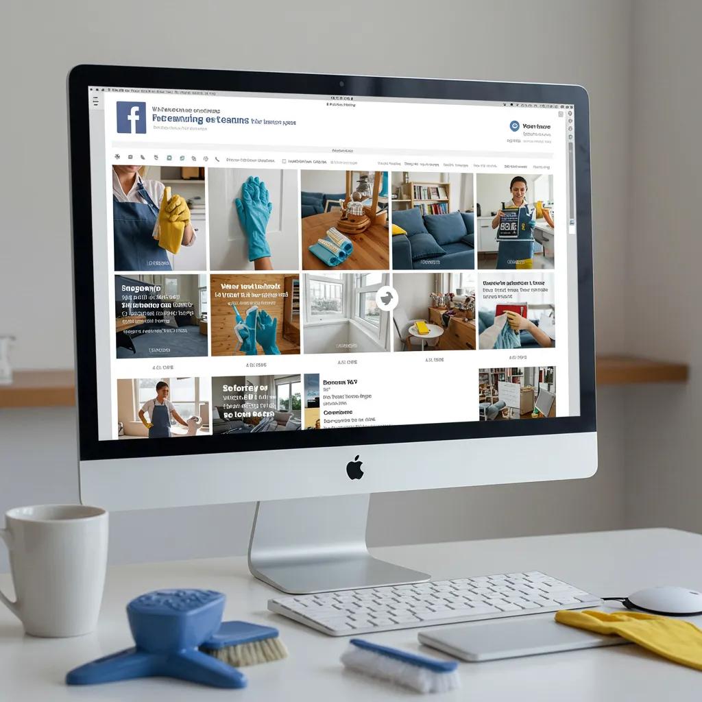 Facebook page of a cleaning business showcasing engaging posts and client testimonials