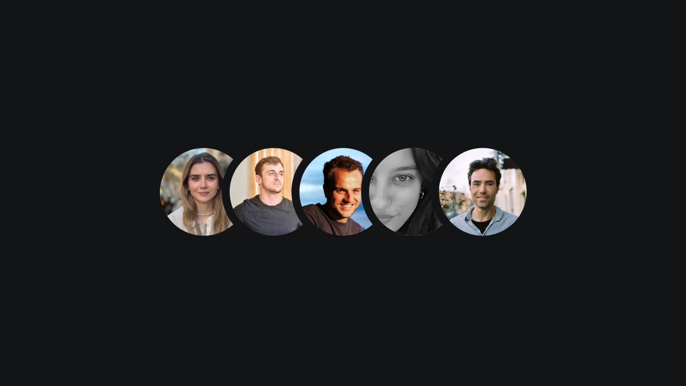 Row of circular user profile photos displayed on a dark background