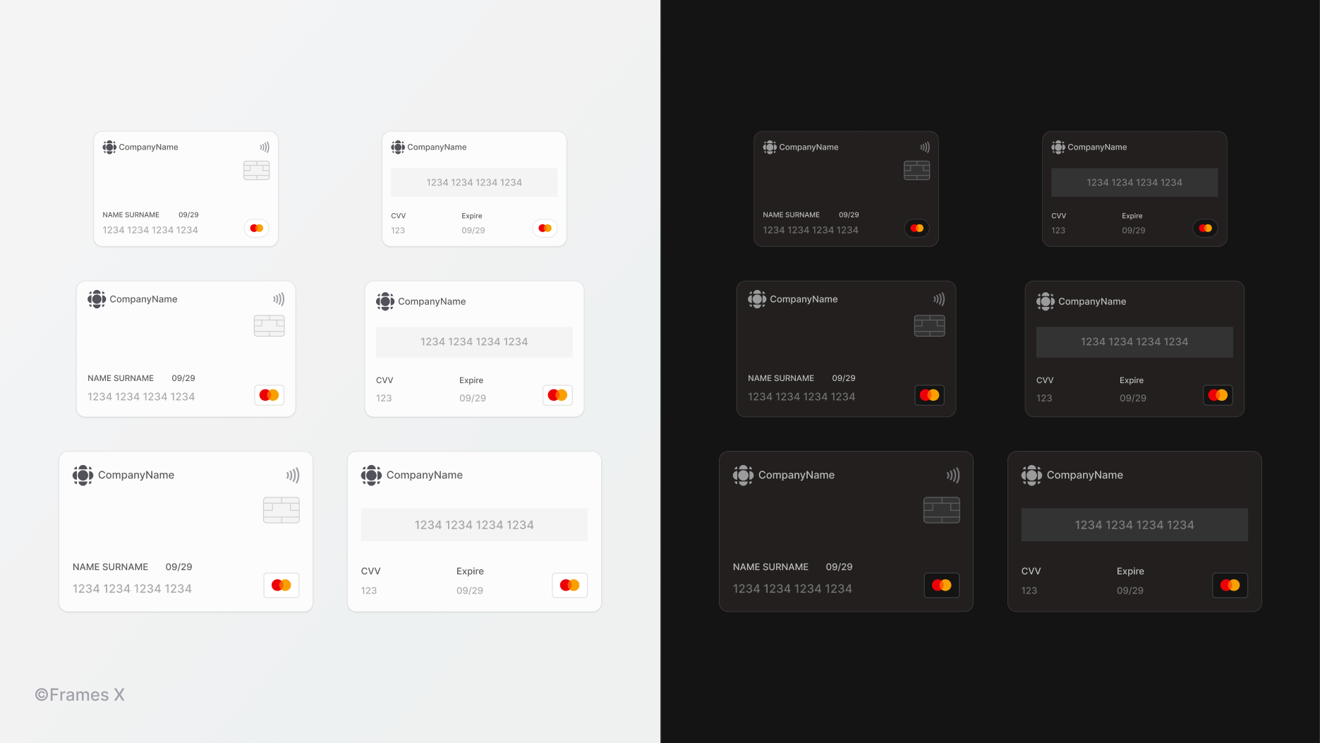 credit card UI mockup component