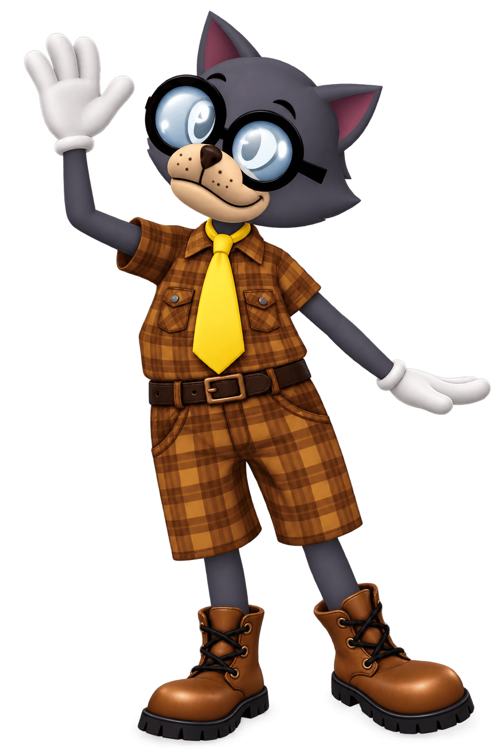 ToonOps detective cat mascot waving