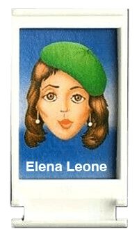 Maria from Guess Who, but it says "Elena Leone" at the bottom