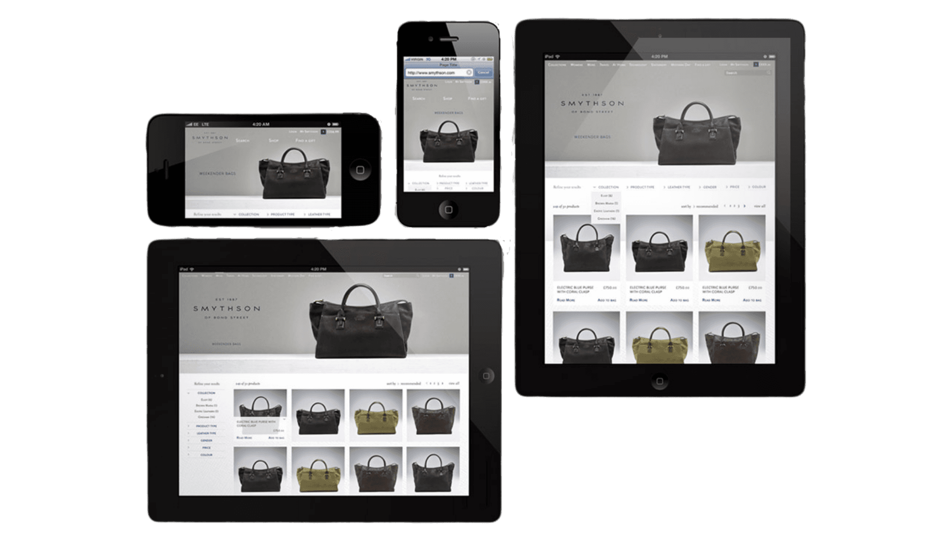 Smythson website on various devices