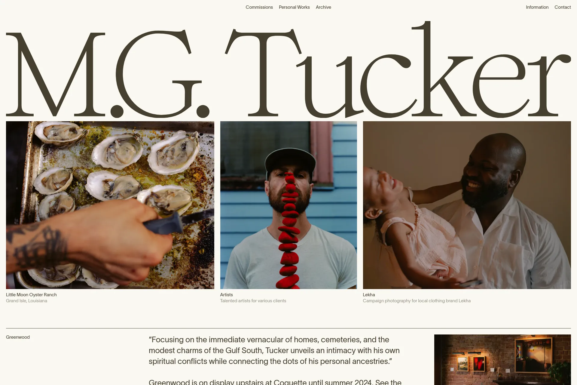 Screenshot of M.G. Tucker website