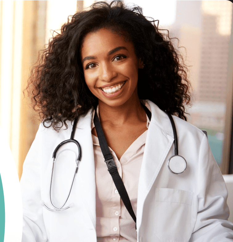 woman in blue crew neck t-shirt smiling
