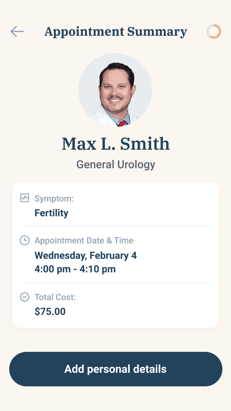 Bastion appointment summary screen for mobile app