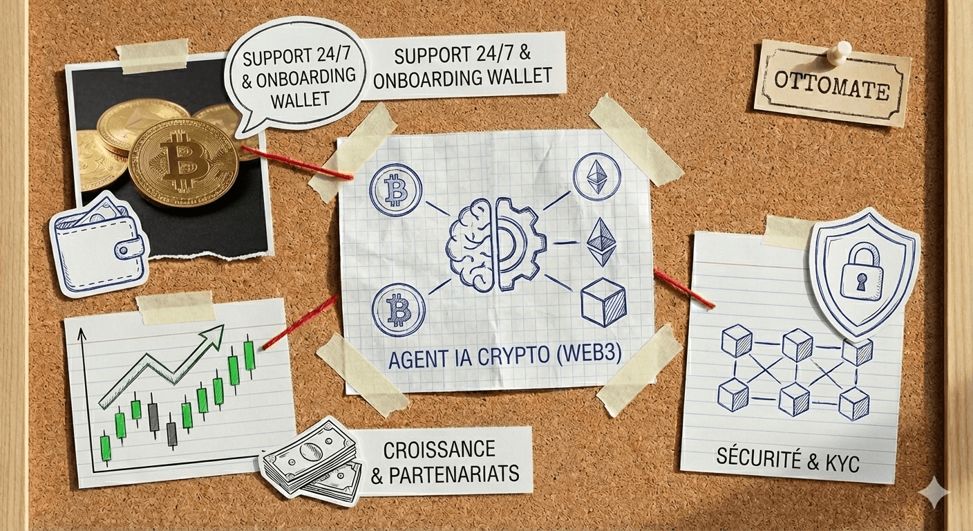 Agent IA crypto connectant l'intelligence artificielle à l'écosystème blockchain et Web3.